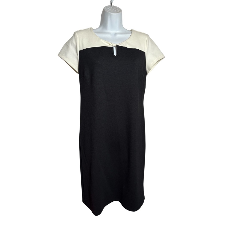 Talbots Dress Size 6 Black &‎ Ivory Sheath Dress Career Work Cocktail PERFECT 🖤
